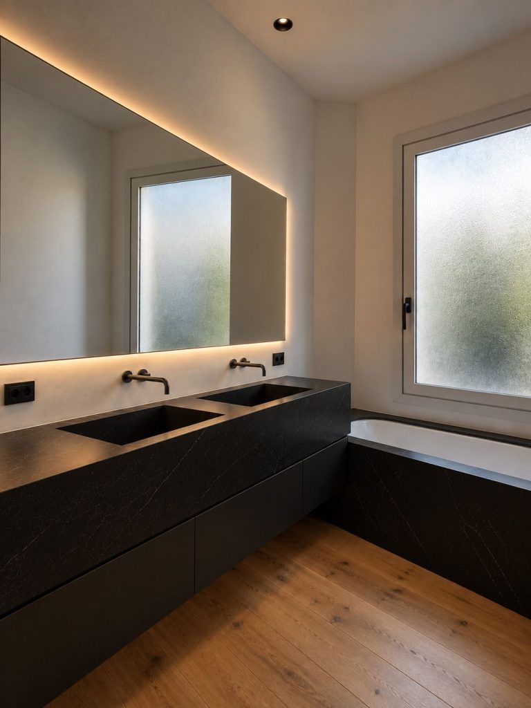 Reforma de baño de diseño en vivienda de Alonso Martínez, Madrid, realizada por Grupo Conerys